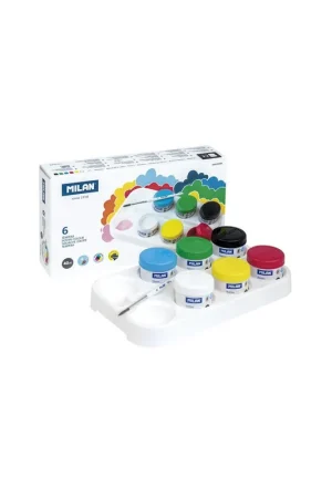 Más Vendido SET PINTURA DE DEDOS MILAN 6 COLORES BASICOS DE 40ML  CON PINCEL