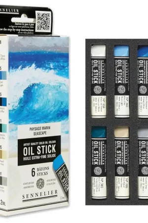 CAJA CON 6 BARRAS DE OLEO PEQUEÑAS COLORES MARINOS SENNELIER Garantía De Devolución De Dinero