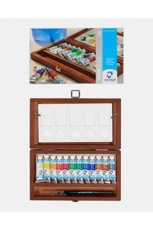 Caja acuarela 12 tubos Van Gogh madera Entrega Rápida