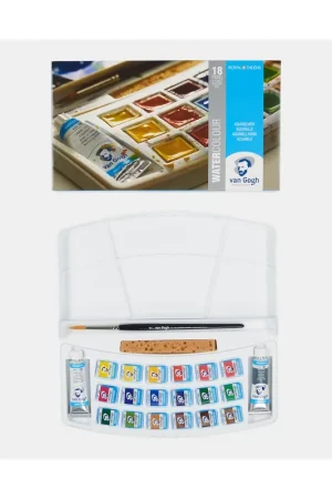 Garantía Incluida Caja plástico 18 medio godet y 2 tubos acuarela Van Gogh