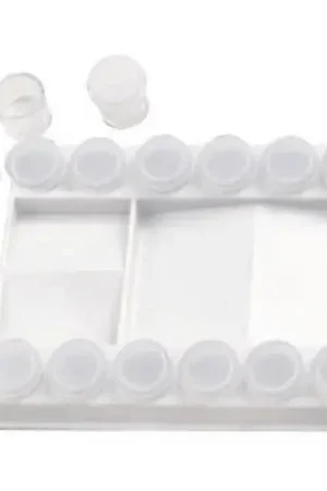 PALETA PLÁSTICO RECTANGULAR 21x15.5 CM CON 12 BOTES CON TAPA Lujoso