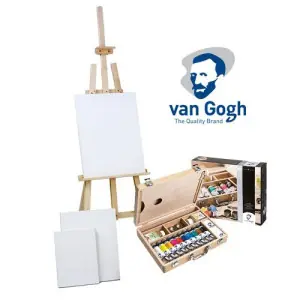 Entrega Rápida Set de regalo óleo Van Gogh: maleta, caballete y 3 lienzos