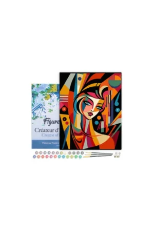 Solo Hoy LIENZO PINTAR POR NUMEROS CON BASTIDOR 40X50CM MUJER ABSTRACTA ESTILO PICASSO