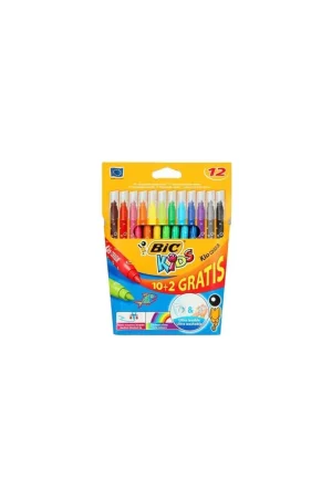 ROTULADORES BIC KIDS ESTUCHE 10+2 COLORES TINTA BASE DE AGUA LAVABLE Profesional