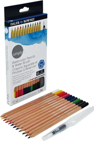 Moderno LÁPICES ACUARELABLES DALER-ROWNEY 12 COLORES + PINCEL RELLENABLE