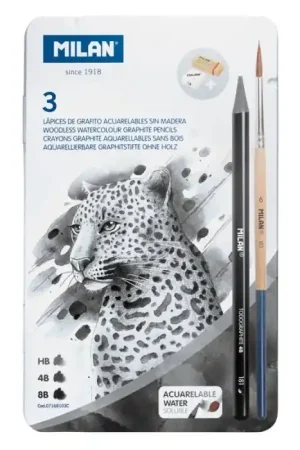LÁPICES GRAFITO ACUARELABLES MILAN SET 3 + ACCESORIOS Envío Inmediato