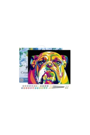 LIENZO PINTAR POR NUMEROS CON BASTIDOR 40X50CM BULLDOG POP ART No Te Lo Pierdas