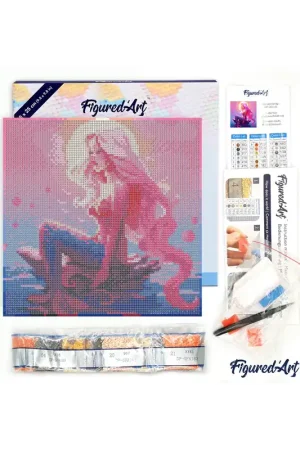 DIAMOND PAINTING 25X25CM CON MARCO - SIRENA ROSA Pedido Al Por Mayor