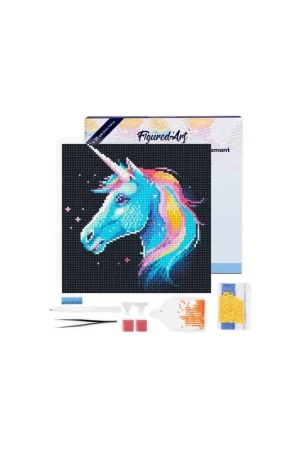 Garantía Incluida DIAMOND PAINTING 25X25CM CON MARCO - UNICORNIO NEÓN