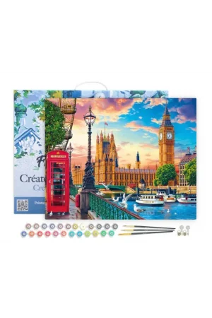LIENZO PINTAR POR NUMEROS CON BASTIDOR 40X50CM  LONDRES EN PRIMAVERA Nuevo Modelo