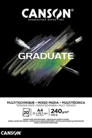 BLOC CANSON GRADUATE MIX MEDIA BLACK A4 240 GR 20 H Edición Limitada