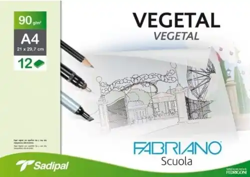 PAPEL VEGETAL A4 FABRIANO, PACK 12 HOJAS 90 GR Marca Reconocida