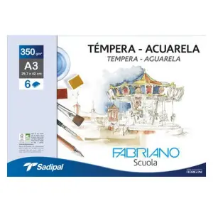 Fabriano Acuarela, (minipack) 6h, 350 gr, 24x32cm (A4+) Directo De Fábrica