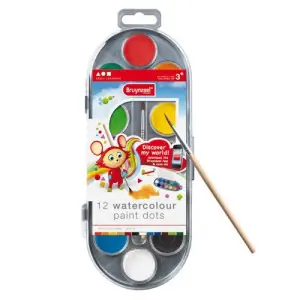 Caja acuarelas Bruynzeel, 12 colores y pincel -escolar- ** Precio Bajo