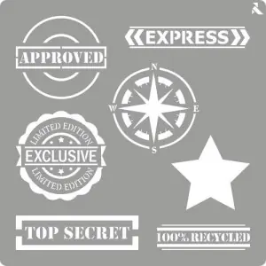 Stencil plantilla 04 Sellos 20x20cm. La Pajarita Entrega Rápida