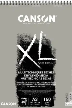 BLOC CANSON XL MULTI TÉCNICAS SECAS SAND GRAIN GRIS A3 160 GR 40 H Directo De Fábrica