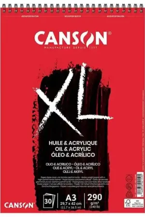 BLOC CANSON XL ÓLEO Y ACRÍLICO A3 290 GR 30 H Compra Hoy