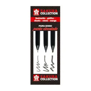 Edición Limitada Set 3 rotuladores negros punta cincelada Pigma Sensei Sakura