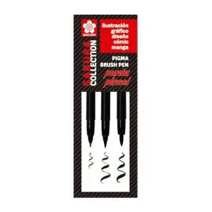 Set 3 rotuladores negros punta pincel Pigma Brush Sakura (FB, MB, BB) Ocasión Especial
