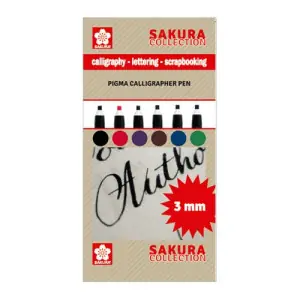 Set 6 rotuladores Pigma Calligrapher Pen 3mm Sakura Imprescindible (Must-Have)