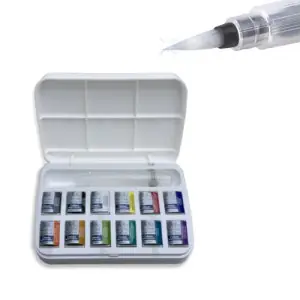 Liquidación Caja acuarelas Winsor and Newton Cotman, 12 1/2 godets y pincel rellenable