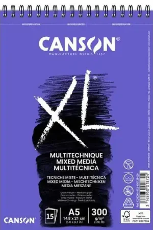 BLOC CANSON XL MIX-MEDIA A5 300 GR 15 H Marca Reconocida
