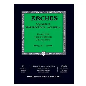 Devolución Gratuita Acuarela Arches 300 gr, 21x29,7 cm, G. Fino, bloc 12 h.