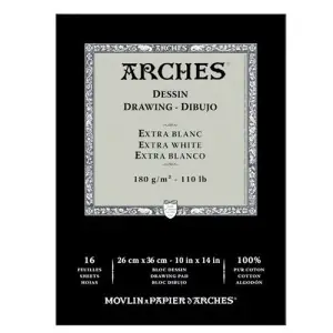 Oferta Dibujo Arches 180 gr, 23x31 cm, Extra Blanco, bloc 16 h.