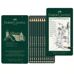 Estuche metálico de 12 lápices de grafito Faber Castell 9000 Design Set Solo Por Tiempo Limitado