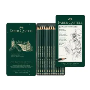 Estuche metálico de 12 lápices de grafito Faber Castell 9000 Art Set Precio Bajo