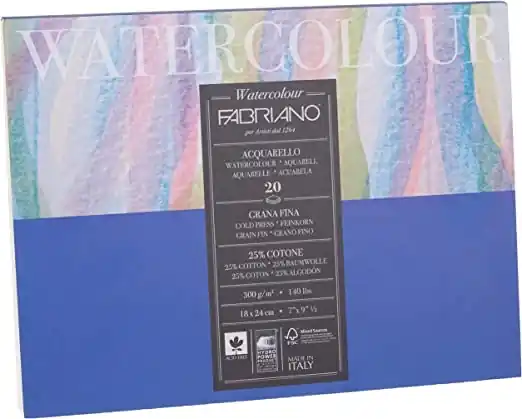 Profesional BLOC FABRIANO WATERCOLOUR 300 GR G.F. 18x24 CM 20 H 25% ALGODÓN