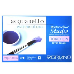Auténtico Bloc acuarela Torchon Fabriano, 20 hojas, 270gr, 30.5x45.5cm