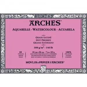 Favorito De Clientes Acuarela Arches 300 gr, 18x26 cm, G. Satinado, bloc 20 h.