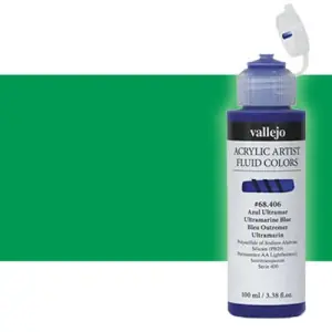 Artesanal Acrílico Fluido Vallejo 409, verde permanente, 100 ml. *