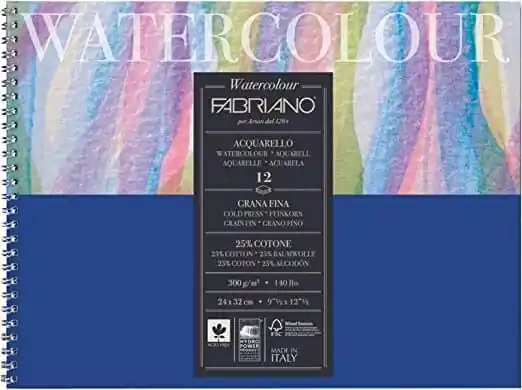 Promoción Exclusiva BLOC FABRIANO WATERCOLOUR 300 GR G.F. 24x32 CM 12 H ESPIRAL 25% ALGODÓN