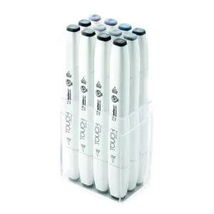 Promoción TOUCH TWIN 12 brush marker set colores Azul/verde gris