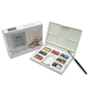 Caja acuarelas Winsor and Newton artist, 14 1/2 godets caja plástico Certificado