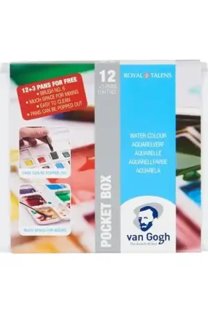 ACUARELA VAN GOGH CAJA BOLSILLO 12+3 PASTILLAS Mayoreo