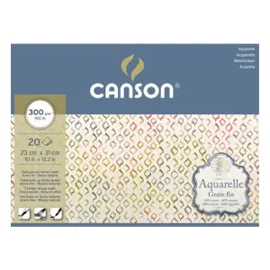 Acuarela Canson (Block), 20h., 300 gr., 25x36 cm., Grano fino Mejor Calidad