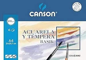 PAPEL ACUARELA CANSON BASIK A4 370 GR MINIPACK 6 HOJAS Envío Inmediato