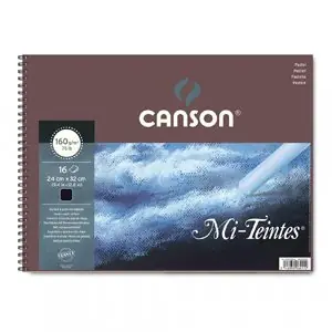 Tendencia Bloc Canson Mi-Teintes, color negro, 16h. 160 gr 32x41 cm, con anillas **