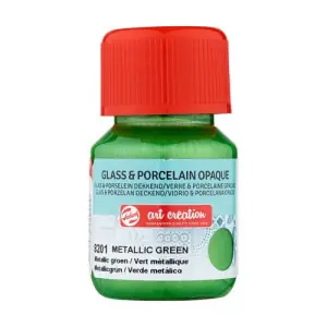 Tinta Opaca Vidrio y Porcelana Verde Metálico 8201, 30 ml. ArtCreation Promoción