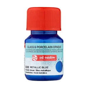 Tinta Opaca Vidrio y Porcelana Azul Metálico 8200, 30 ml. ArtCreation Auténtico