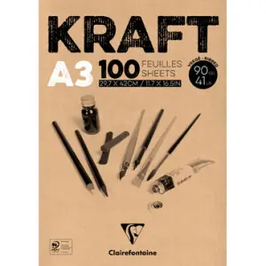 Bloc de Papel Kraft A3, 90 gr. 100 h. Color Marrón Clairefontaine A Buen Precio