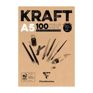 Bloc de Papel Kraft A5, 90 gr. 100 h. Color Marrón Clairefontaine A Buen Precio