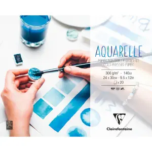 Venta Final Bloc Acuarela 24x30 cm. 300 gr. 20 h. Grano Fino. Clairefontaine