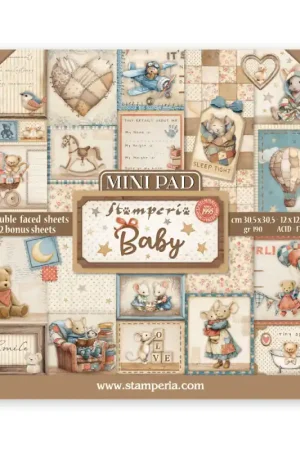 Stamperia - Kit Mini de papeles de Scrapbooking de doble cara 30 x 30 cm. Baby De Moda