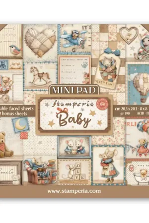 Compra Ahora Stamperia - Kit Mini de papeles de Scrapbooking de doble cara 20 x 20 cm. Baby