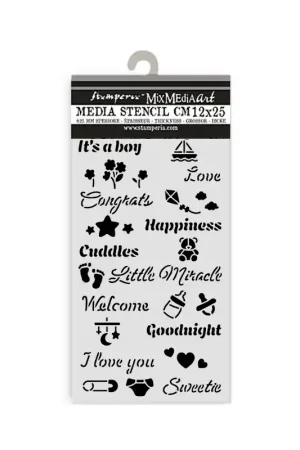 Stencil Stamperia Mix Media Art 25 x 12 cm. - Baby KSTDL144 Alta Calidad