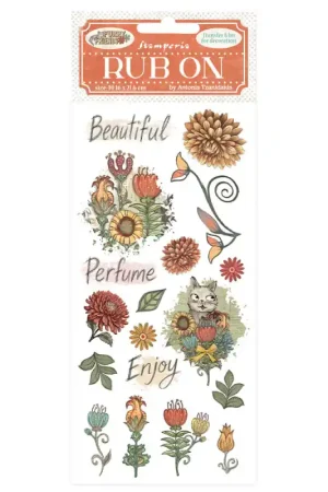 Stamperia Rub-on Transferibles - Furry Friends Flowers No Te Lo Pierdas